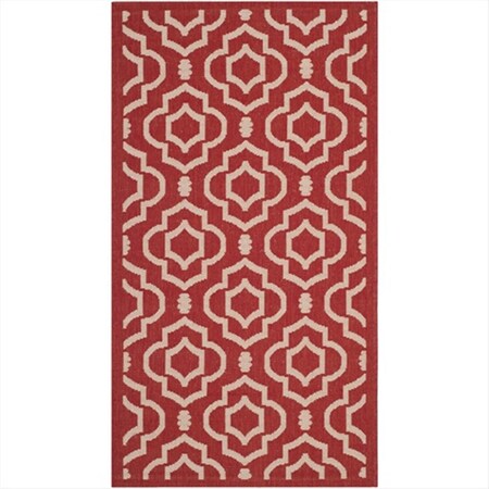 Safavieh 2 Ft. X 3 Ft. -7 In. Rectangle Indoor-Outdoor Courtyard- Red And Bone- Machine Made Rug CY6926-248-2